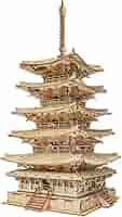 木製五重塔 約50cm 楽天市場】Wooden Art ki-gu-mi 五重塔 上級者向き 木製 ウッド
